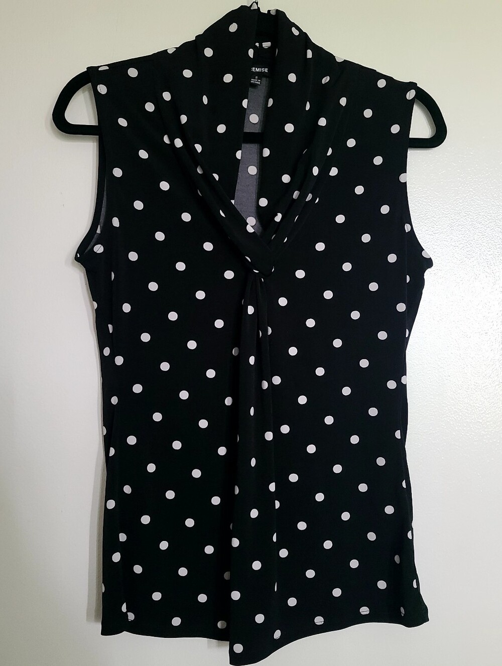 Black & White Polka Dot Sleeveless Top Sz S